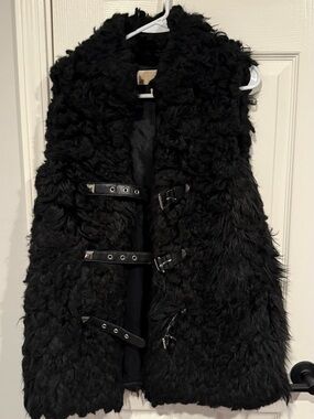 MICHAEL Michael Kors Black Faux Fur Vest M